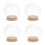 4Pièces Support Verre Transparent Cloche Décorative Base Bois 8