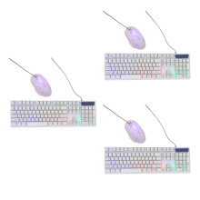 3Sets Gaming Keyboard Mouse Set Wit Waterdicht Met Kleurrijke LED