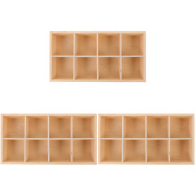 3Pièces Plateau Multi-Compartiments Beige En Bois Pour Pots De Fleurs