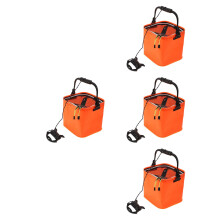 4Pcs Eva Foldable Bucket Fishing Tool Orange Waterproof Water Pail