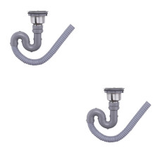 2Pcs Practical Grey Sewer Downcomer with Leak-Proof Rubber Gaskets