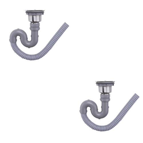 2Pcs Practical Grey Sewer Downcomer with Leak-Proof Rubber Gaskets
