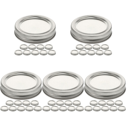 50Stk Praktische Vorratsdeckel Silber Für Reusable Einmachdeckel 1