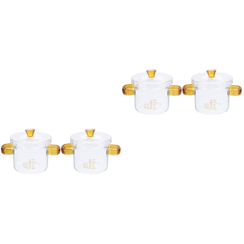 4Pièces Marmites En Verre Transparent Usage Multiple Chauffe Soupes