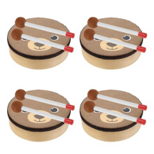 4Ensembles Tambours À Main Bois Clair Pour Enfants Jouets Éducatifs