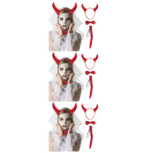 3Ensembles Accessoires Cosplay Cornes Rouge -Tête Halloween