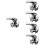 5Pcs Wall Mount Shower Mixer Valve Silver Alloy Single Handle Trim 1