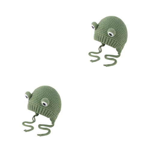 2Pièces Chapeau Bébé En Vert Hiver Confortable 2