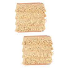 2Pcs Golden Sofa Cushion and Curtain Tassel Fringe Trim for DIY Sewing