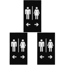 3Pcs Black Acrylic Restroom Signs for Office Men Women Use