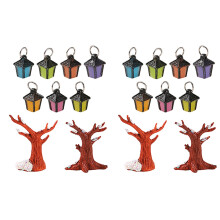 2Ensembles Arbres Artificiels Miniatures En Résine Couleurs Variées