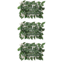 3Pièces Mur De Plantes Simulées Vert Imité Résistant Pour Extérieur
