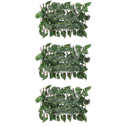 3Pièces Mur De Plantes Simulées Vert Imité Résistant Pour Extérieur