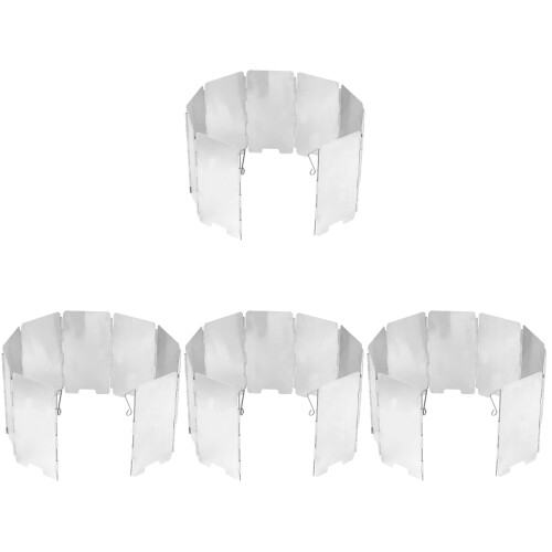 4Sets Tragbarer Camping Herd Windschutz Winddichte Alulegierung Silber 1