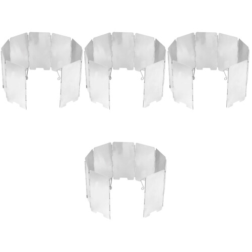 4Sets Tragbarer Camping Herd Windschutz Winddichte Alulegierung Silber 2