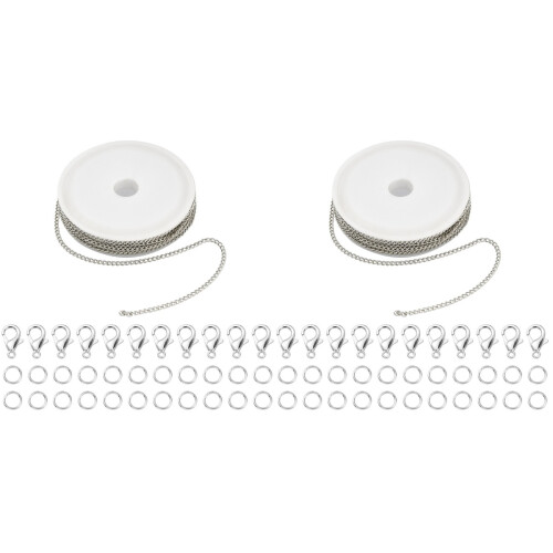 2Sets DIY Schmuckketten Eisen Mit Hummerverschluss in Silber 1