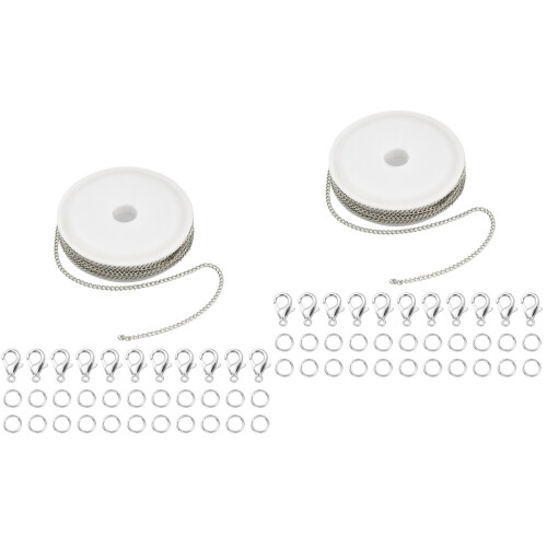 2Sets DIY Schmuckketten Eisen Mit Hummerverschluss in Silber 2