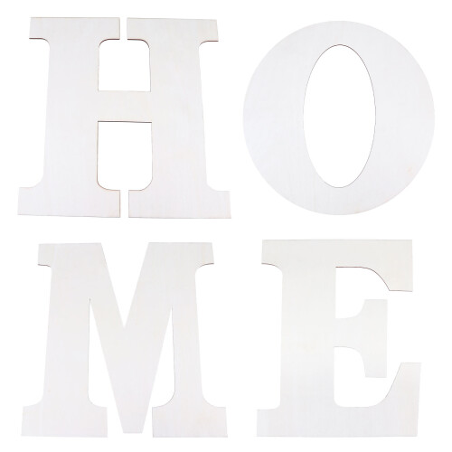 8Pièces Lettres En Bois Blanches DIY Décorations Bords Lisses 1