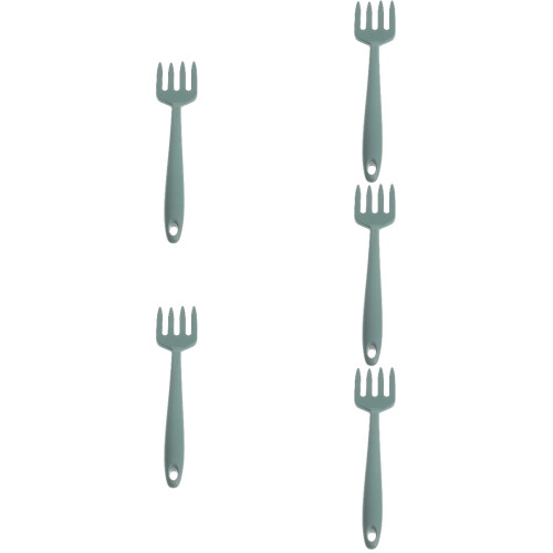 5Pcs Dark Green Silicone Cooking Forks Ergonomic Kitchen Tools