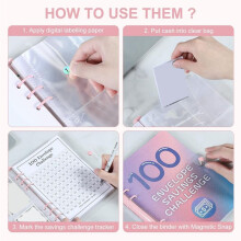 100 Enveloppen Geldbesparing Challenge Binder, Kostenbegrotingsblad voor Budgetteren en Geld Besparen, Budget Binder Wit