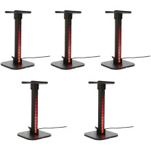 5Pièces Support Casque Rgb Noir Avec Multicouleur Pour Gamer