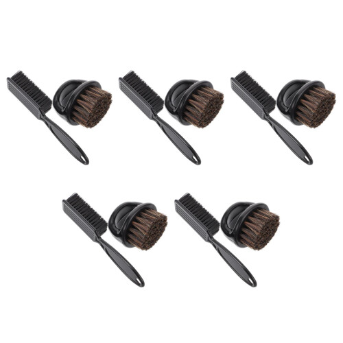 5Sets Black Plastic Beard Styling Brush Kit with Neck Duster for Men 1