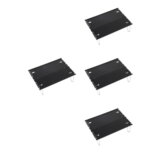 4Pièces Table De Camping Compacte Noire En Alliage D'aluminium Pliable