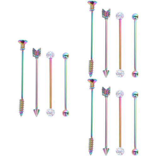 3Ensembles Décorations Oreilles Acier Double Perçage