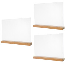3Pièces Porte-Menu Transparent ABS Et Bois Support Stable Pour Table