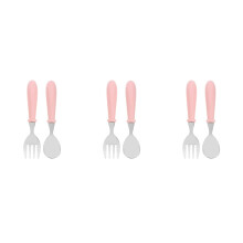 3Ensembles Couverts Bébé Acier Inoxydable Rose Fourchette