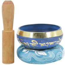1Ensemble Bol Chantant Cuivre Bois Bleu Ciel Décor Paisible