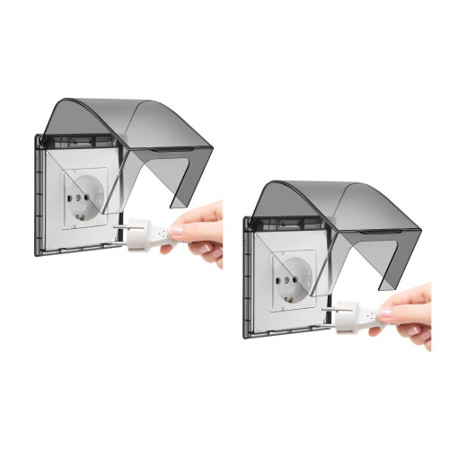 2Pièces Cache-Prises Adhésif Gris Durable Étanche