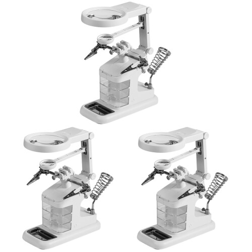 3Pièces Station Magnification LED Avec Pinces Boîtes Outils