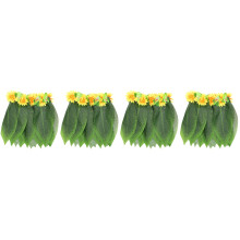 4Pcs Supple Green Hawaiian Hula Skirts Party Dress Performance Skirt