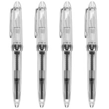 4Pièces Stylos Plume En Acier Et Acrylique Transparent Usage Quotidien
