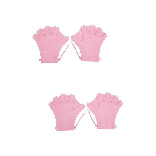 2Paires De Natation Ajustables En Silicone Rose Pour