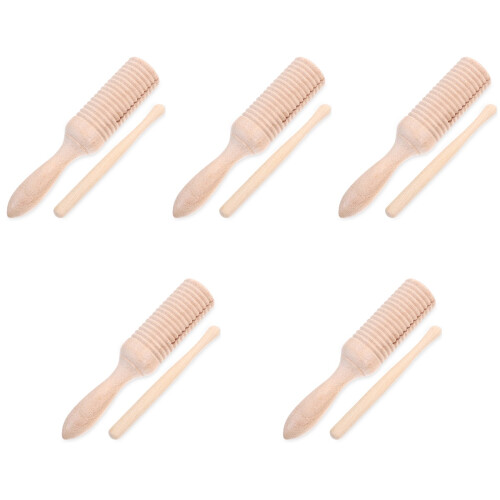 5Pièces Instruments Musicaux Bois Pour Tout-Petits Clair