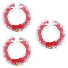 3Pièces Colliers Et Écharpes Chat Rouge Dentelle Élégante Cadeau