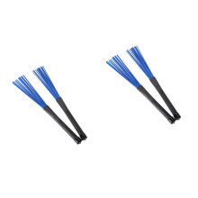 2Pièces Baguettes Rétractables Nylon Bleu Noir Pour Batterie Jazz Rock
