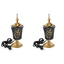 2Pièces Support D'encens Électrique Céramique Noir Décoratif