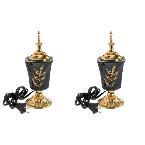 2Pièces Support D'encens Électrique Céramique Noir Décoratif