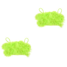 2Pcs Green Fluffy Strap Camisole Crop Tops Women Sexy Sleeveless Tank