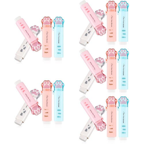 20Pièces Gommes Mignonnes Patte De Chat Rétractables Multicolores