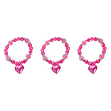 3Pièces Bracelets Perles Résine Roses Cœur Décor Poignet Filles