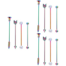 3Sets Kleurige Barbell Oorbellen Oor Kraakbeen Pijltjes Rvs Sieraden