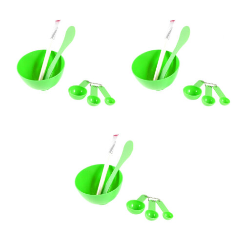 3Pièces Kit Vert Outils Bol Pinceau Spatule 1