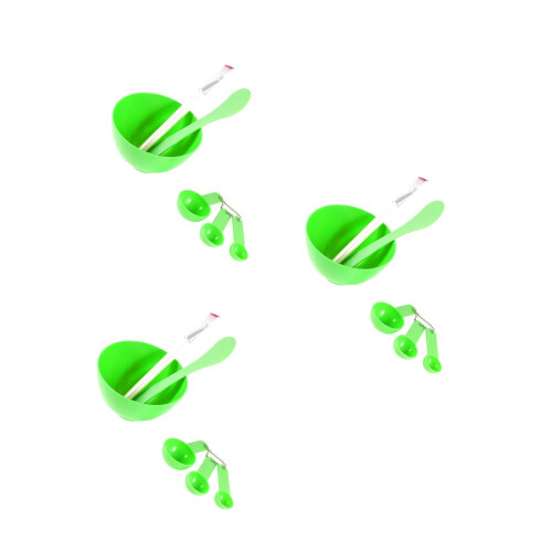3Pièces Kit Vert Outils Bol Pinceau Spatule 2