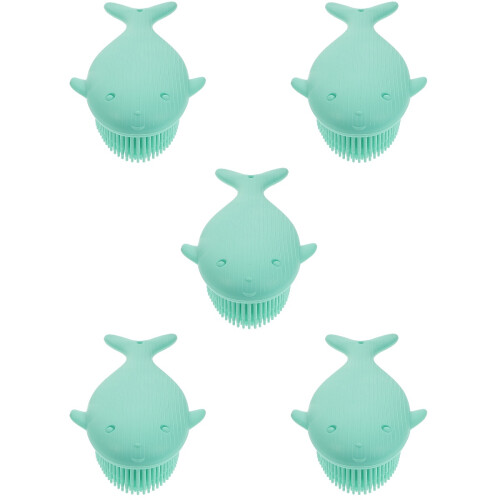 5Pièces Accessoires Bain Silicone Brosse Douce Nettoyage Vert