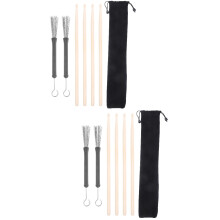 2Sets Kleurrijke Maple Drumsticks Met Drum Brushes Kit