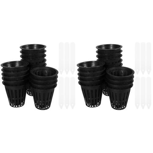 2Sets Stevige Net Potten Voor , Hydroponic Mesh Cups Met Labels